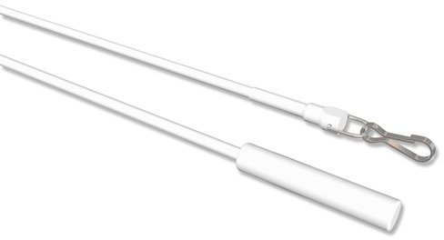 Interdeco Schleuderstab/Gardinenstab mit Griff (1 Stück) Weiß aus Metall/Kunststoff für Gardinen/Vorhänge, Trento, 100 cm