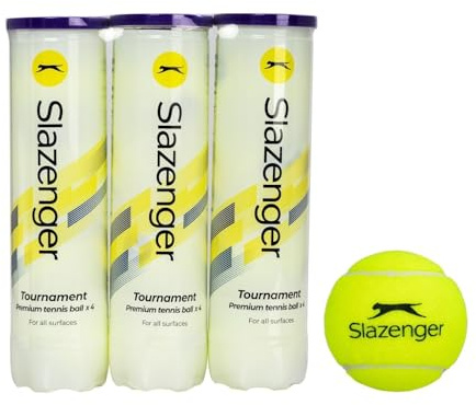Slazenger Tournament 1 Dozen 12 Tennis Balls Three Pack of Four Yellow