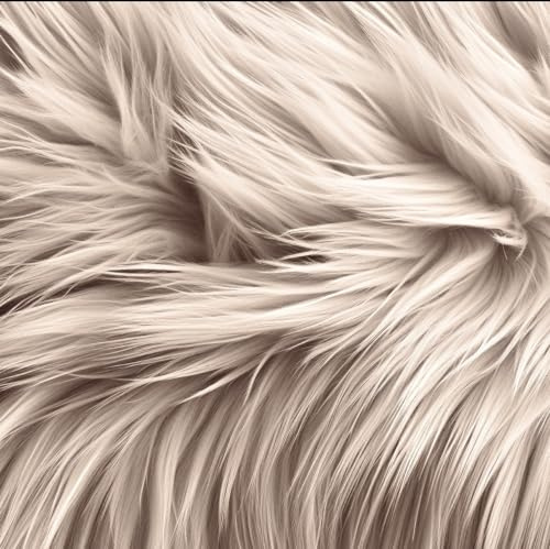 FabricLA Shaggy Faux Fur Square - 6 X 6 Inches Pre-Cut - Use Fake Fur Fabric for DIY, Craft Fur Decoration, Fashion Accessory, Gnome, Hobby - Latte