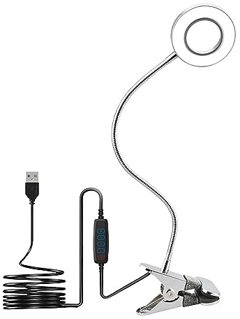 KYOTECH Lampada da Scrivania con Morsetto 52LEDs 7W Lampada a Collo di Cigno 360° Flessibile 10 livelli di luminosit 3 modalità di illuminazione Lampada da Lettura con Clip Dimmerabile per Leggere