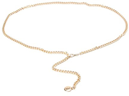 Cintura da Donna Con Catena in Metallo - Dorata per Jeans e Vestiti - Lunghezza 110 cm