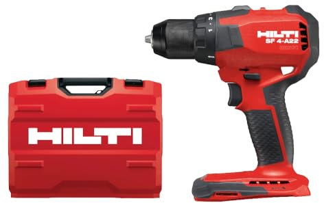 Hilti SF 4-A22 Cordless Drill Driver, Compact 22V Drill Driver, 2100 RPM, Active Torque Control, Brushless Motor, Bight LED, Bare Tool with Case Included (2177405)