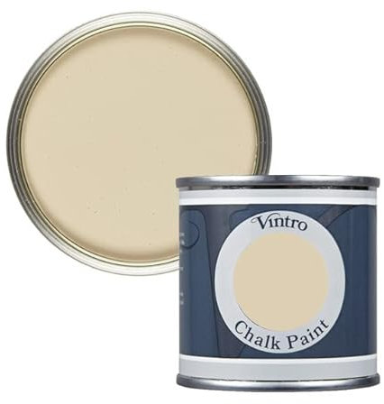 Vintro Paint | Dark Cream Chalk Paint | Furniture Paint | Shabby Chic | Ultra Matt Finish | 125ml (125ml, Old Lace - Dark Cream)