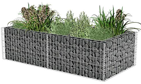 Festnight Gabionen Hochbeet Steinkorb 180x90x50 cm Gabionenkorb Steingabione Pflanzkorb Pflanzkübel Blumenkasten Verzinkter Stahl Hochbeete Metall für Garten Gemüsebeet Kräuterbeet