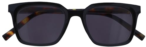 OPULIZE KOI Lese-Sonnenbrille - Große Rechteckige Fassung - Getönte Brillengläser UV400 - Schwarz - Damen Herren Unisex - Federscharniere - S50-1 - +1.50