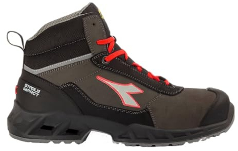 Diadora Scarpe da lavoro antinfortunistica modello SHARK STAB IMP LEAT MID S3 SRC ESD Colore: NERO/ROSSO FLUO taglia 41 EU