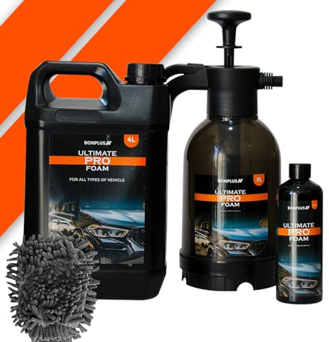 BONPLUS BP Kit de Limpieza de Coche, Mitón de Microfibra, Kit Limpieza de Moto, Cuidado y Limpieza Vehículo, Limpiador Parabrisas, Espuma Limpiador para Vehículos