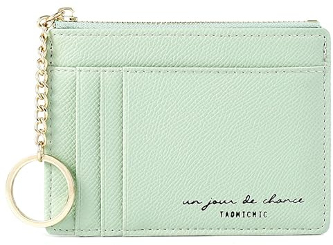 Lafefe Portafoglio Donna Piccolo Sottile in Pelle PU - Portacarte con Cerniera e Porta Carta di Credito per Ragazza Signore, Mini Portamonete Più Verde