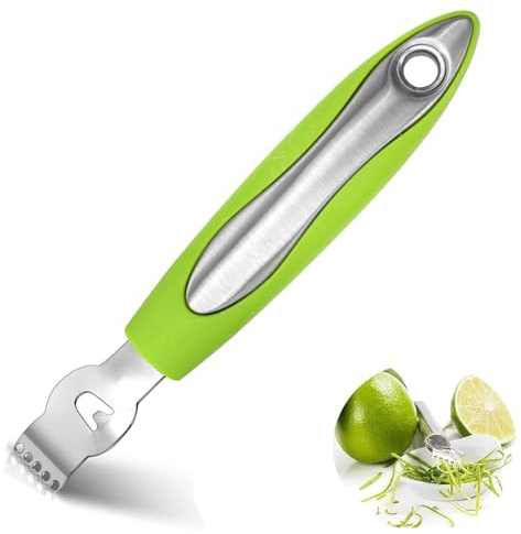 YIOIY Lemon Stainless Steel Zester Grater Orange Citru Kitchen Peeler Tool with Channel Knife (Green-B)