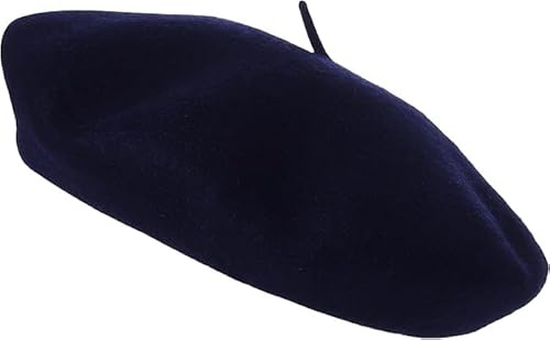 CHAAL® Adult Wool Beret Hat Women French Style Beret Hat Plain Classic Color Beret Hat, Unisex Soft Warm Outdoor Vintage Artist Hat Beanie Unisex Beret Hat Navy