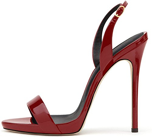 elashe Scarpe da Donna Sandali con Tacco Alto 12CM Sandali della Cintura della Caviglia bordò EU37