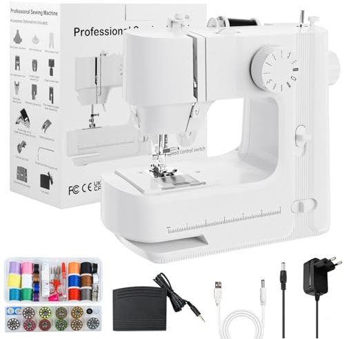 Elektrische Nähmaschine für Anfänger: 12-Stich, 2-Gang Multifunktion, Tragbar Mini - Für Kleidung & Vorhänge
