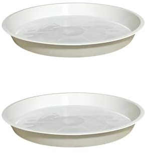 Aoktorkit 2 PCS White Plant Pot Saucers, 16cm Plastic Plant Saucer, Flower Pot Drip Trays for Indoor Outdoor Garden