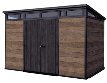 Keter Gartenhaus Signature 11x7, Gerätehaus Kunststoff in Holzoptik, 340x218x226 cm, abschließbar, mit Bodenplatte