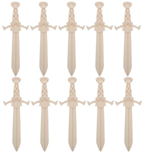 BESTonZON 20pcs Unfinished Wooden Swords Pirate Craft Kit DIY Paintable Wood Cutouts for Kids Educational Art Projects Hanging Ornaments Children Party Favors Drawing Activities