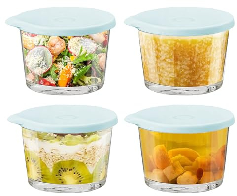 Generico Ciotole In - 4 Pezzi Barattoli Per Alimenti Riutilizzabili - Grandi Ciotole Per Insalata Da Conservazione,Per Cucina Spuntino Cottura Frigo Congelatore Pranzo Insalata Yogurt Frutta Dessert
