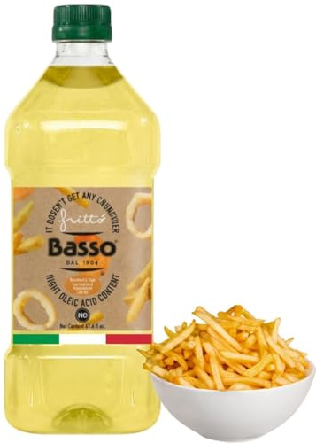 BASSO 1904 FRITTO (FRITTÒ) Italian Frying Oil, 2 Liter (67.6 fl oz) – High Oleic Sunflower & Grapeseed Blend, Smoke Point 230°C, for Deep Frying, Pan Frying & Roasting, Product of Italy