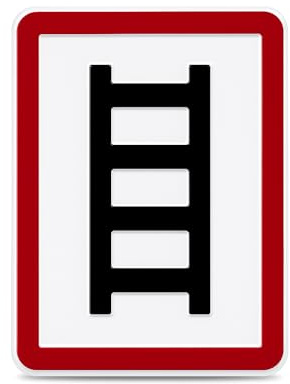 Betriebsausstattung24 Hinweisschild Anleiterstelle zum Anleitern - Aluminium, geprägt - 20,0 x 25,0 cm - Schild für die Feuerwehr - Feuerleiter - DIN 4066 (E2)