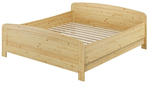 Erst-Holz® Seniorenbett extra hoch 180x200 Doppelbett Holzbett Massivholz Kiefer Bett mit Rollrost 60.44-18