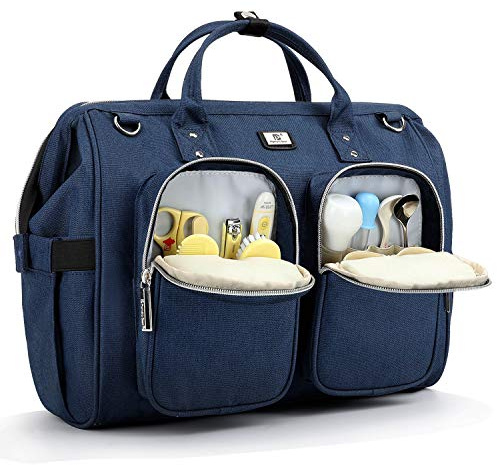 Pomelo Best Wickeltasche mit wasserdicher Wickelunterlage und 2 Kinderwagen Haken verstellbare Schultergurt multifunktionale Umhängetasche Reisetasche für Unterwegs