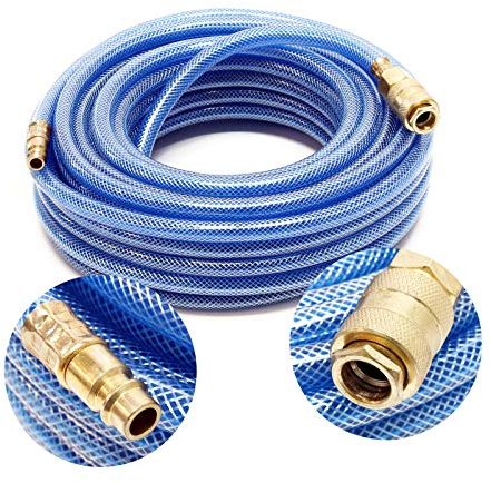 Manguera aire comprimido PVC 15m Tubo compresor Manguera entretejida Acople rápido EU Aire a presión