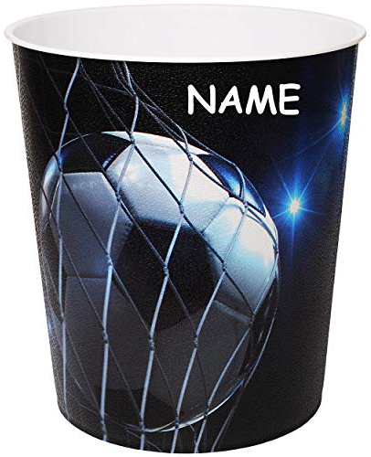 alles-meine.de GmbH Papierkorb/Behälter - Fußball/Sport - Ball - inkl. Name - 10 Liter - aus Kunststoff - Mülleimer/Eimer - Aufbewahrungsbox für Kinder/Büro - Jungen ..