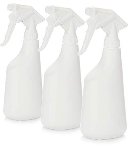 com-four® 3x Spruzzatore fiori - flacone spray - spruzza acqua con filetto 28/400 per olio minerale, olio da riscaldamento, benzoile, acidi e alcali (Standard - bianco)