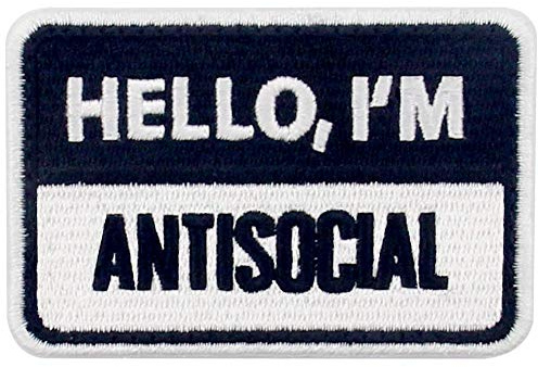 Hello I Am Antisocial Hola soy antisocial Broche Bordado de Gancho y Parche de Gancho y bucle de cierre