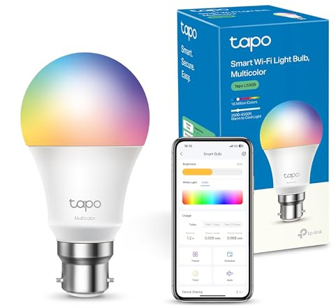 Tapo L530B Smart Bulb, B22 Multicolor Alex Light Bulb, 8.7W (60W), Dimmable, Schedule & Timer, Away Mode, Energy Saving, Voice Control Alexa & Google, App Remote Control