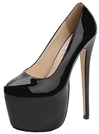 Femmes 18cm Talons Hauts Plateforme Stilettos Talons Hauts Escarpins Mode Robe De Soirée De Mariage Chaussures De Bal Sexy Stripper Talons Hauts Plus La Taille Unisexe,Noir,42 EU