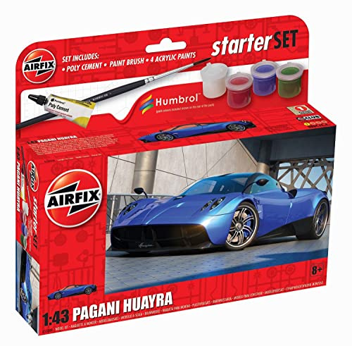 AIRFIX Kit de démarrage A55008 Pagani Huayra - Maquette de voiture en plastique pour adultes et enfants de 8 ans et plus, Le kit comprend des décalcomanies, des peintures acryliques Humbrol