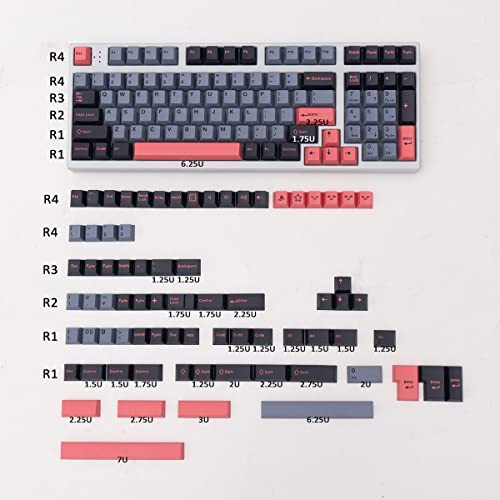 mintcaps 173 Keycaps Cherry Profile Doubleshot Custom Black Grey Pink Keycaps Set for 60% 65% 75% 95% Cherry MX Mechanical Keyboard