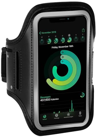 ONEFLOW Brazalete deportivo para teléfono móvil compatible con Xiaomi Redmi Note 9 Armtasche Fitness Armband Sport Running armband Outdoor Handyhülle Joggen Arm Halterung Smartphone Schwarz