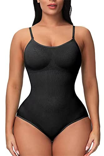 Manxing Shapewear Kvinnor Bodysuit Lagring Underkläder Omslag Justerbar Shapewear Viktminskning Sömlös Shaper, Svart, L