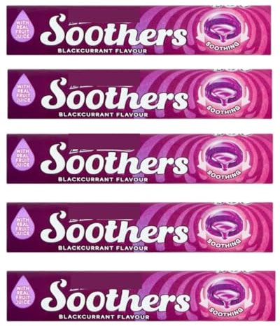Soothers Blackcurrant 45g Bars (Pack of 5) Multipack - Sore Throat Sweets Lozenges