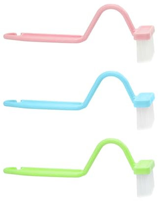 Pack of 3 Toilet Seat Brush, Toilet Brush with Rim Cleaning, Toilet Cleaning Brush, Portable Curved Toilet Brush, Toilet Rim Cleaner (Blue, Green, Pink)