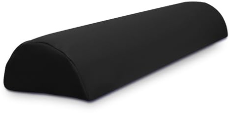 Quirumed WELLCORE - Cuscino medio cilindro da massaggio, 60 x 18 cm, in ecopelle, sfoderabile, imbottitura in schiuma, per yoga, fitness, barella da massaggio, ergonomico, nero