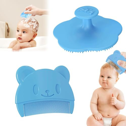 2 Stück Milchschorf Kamm Blau, Baby Kamm für Milchschorf, Babybürste für Milchschorf Entfernen, Baby Badebürste Milchschorf Kamm, Milchschorf Baby Entfernen, für Baby Geeignet für Neugeborene Baby