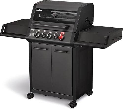 Enders Barbecue a Gas Monroe PRO 3 SIK Turbo Shadow, 3 Bruciatori, Fornello Laterale + Zona Turbo, BBQ con bruciatore Backburner, Superficie di Cottura 62 x 43 cm, 30mbar #838133