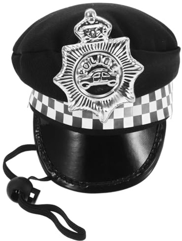 HEMOTON Cappello da polizia regolabile per cani e gatti, comodo cappello da polizia per Halloween, foto ed eventi a tema, 12 x 10 x 10 cm