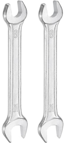sourcing map 2pcs Double Open End Wrench 8mm x 10mm Metric 15 Degree Offset Angle Small Flat Head Wrench Galvanizing Open Ended Spanner for Automotive Repair Furniture Assembly