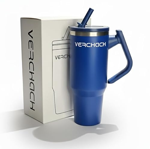 Mug isotherme Verchach 1118ml sans BPA. Cette gourde isotherme est une gourde avec paille étanche, froid 24h/chaud 12h. Idéale si vous cherchez la meilleure gourde isotherme.