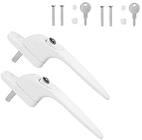 2 st aluminiumlegering balkongdörrhandtag låsbart fönsterhandtag med och skruvar barnsäkert fönstertåliga låsbara handtag med och skruvar stöldskyddsgrepp