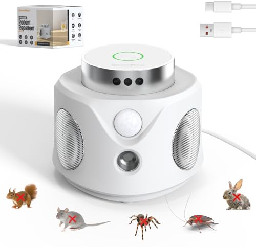 outsweat Ultrasuoni per Topi con 3 Altoparlanti, 3 modalità Interno Repellente Topi Plug in con 9 Luci Stroboscopiche, 360° e 200 M² Ultrasonic Cockroach Repellent per Roditori Ratti Scarafaggi