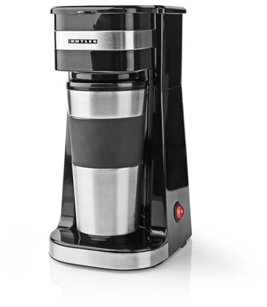 Butler Filterkaffeemaschine Einzelportion - Kaffeemaschine Thermoskanne 0,4 L - 750 W Coffee Machine - isolierter Reisebecher - wiederverwendbarer Nylonfilter - kompakt & tragbar - Büro und unterwegs