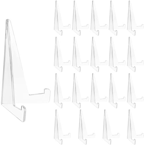 ANBEEISS 20 Pcs Soporte de Exhibición, Soporte Acrílico Transparente, Expositor Metacrilato, Soportes de Exhibición de Acrílico para Exhibir Tarjetas Coleccionables, Medallas y Fotos
