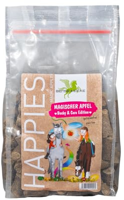 Bense & Eicke Happies Becky & Cara Edition – magiskt äpple 1 kg – spannmålsfritt hästgodis som belöning, hästsnacks för träning, med äppelbitar – Made in Germany