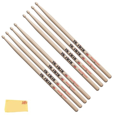 Vic Firth American Classic 5A Wood Tip Drumsticks - 4-Pack