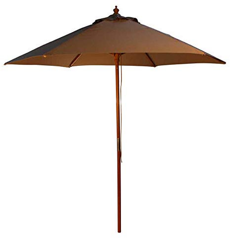 BrackenStyle Wooden Garden Parasol, 2.5m Diameter, Taupe