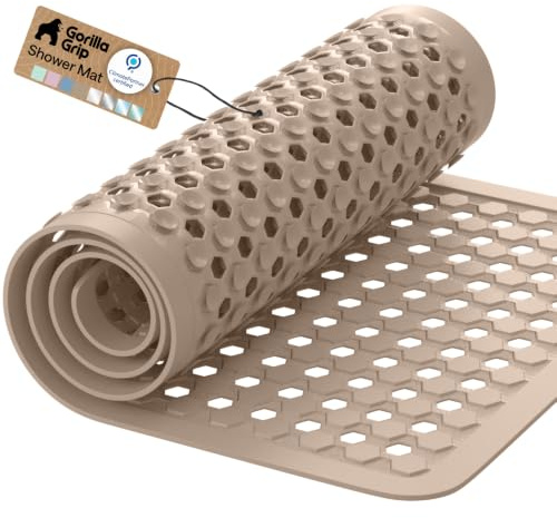 GORILLA GRIP Bath Tub Shower Mat, Bathtub Floor Liner, 35x16 Beige